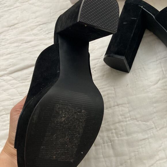 Steve Madden Tavish Black Leather Suede High Heels size 8.5 - Picture 4 of 8